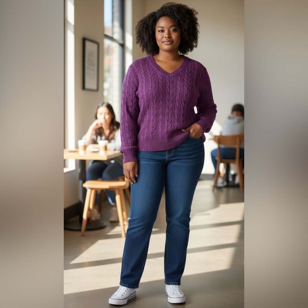 St. John's Bay V-Neck Sweater in Rich Purple